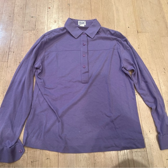 Leon Levin Appleseeds 1/2  Button Up Shirt Womens Size Small Purple Long Sleeve - Picture 1 of 4
